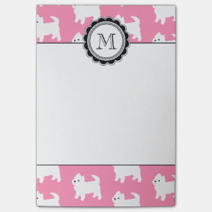 Westies Westhochland-Terrier-Muster-Rosa Post-it Klebezettel