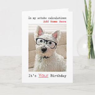 Westie's With Glass, Happy Birthday, Name hinzufüg Karte