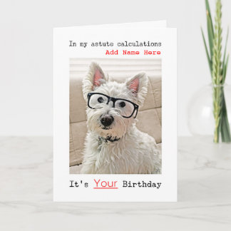 Westie's With Glass, Happy Birthday, Name hinzufüg Karte