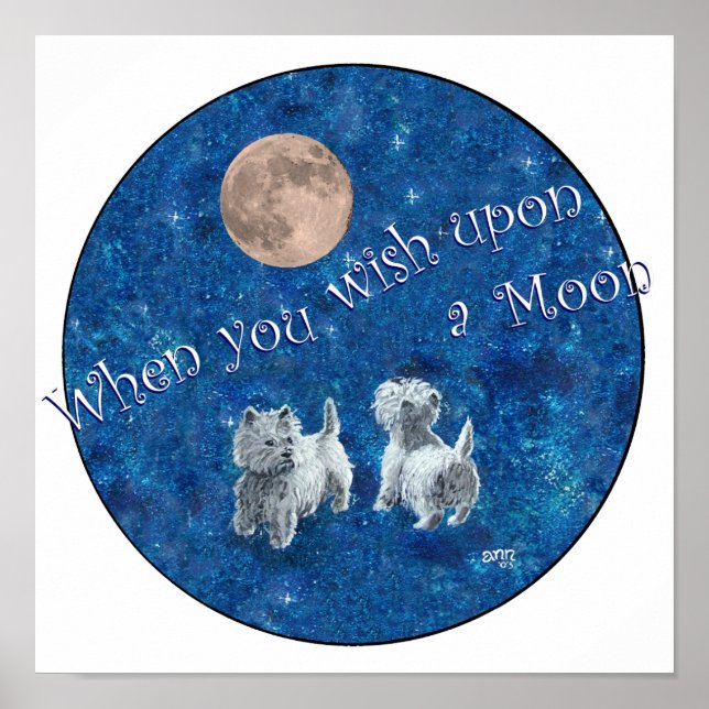 Westies wollen auf dem Mond Poster (Vorne)