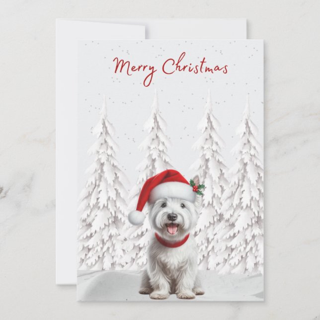 Westin in Weihnachtsmannmütze Frohe Weihnachtskart Feiertagskarte (Vorderseite)