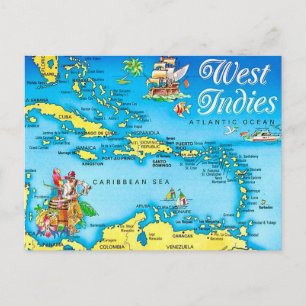 Westindische Inseln Karte Postkarte