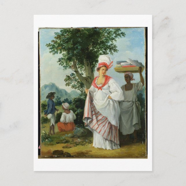 Westindische Kreolweibchen mit ihrem schwarzen Ser Postkarte (Vorderseite)