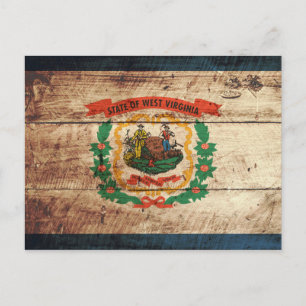 Westjordanland Staatsflagge auf altes Holzkörnchen Postkarte