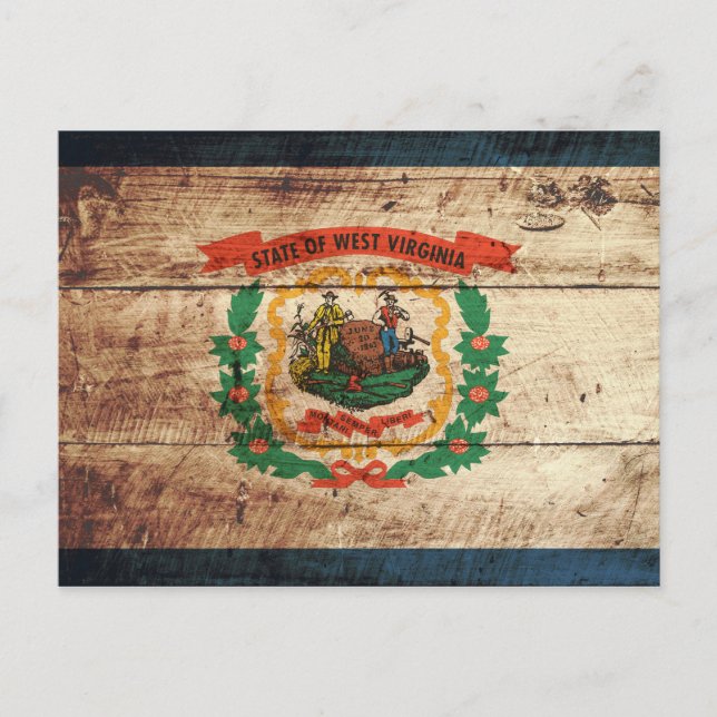 Westjordanland Staatsflagge auf altes Holzkörnchen Postkarte (Vorderseite)