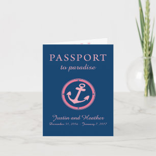 Westkaribik Kreuzfahrt Reisepass Pink und Navy Einladung