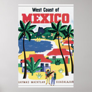 Westküste Mexikos Vintage Travel Poster Artwork