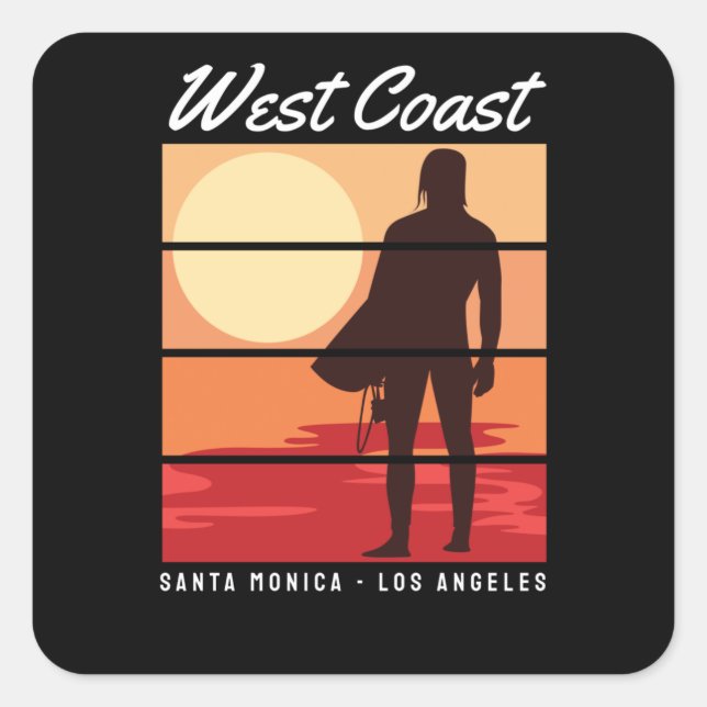Westküste Santa Monica Quadratischer Aufkleber (Vorderseite)