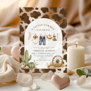 westliche Baby-Party Little Cowboy Kuh-Druck Acryleinladungen