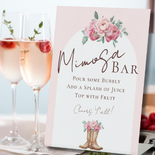 Westliche Brautparty Rosa Florale Mimosa-Bar Sockelschild