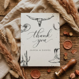 Westliche Cowboy-Hochzeit Danke-Karte Dankeskarte