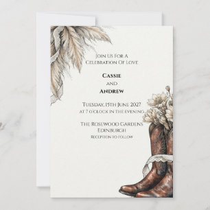 Westliche Cowboy-Stiefel-Pampas-Hochzeitseinladung Einladung