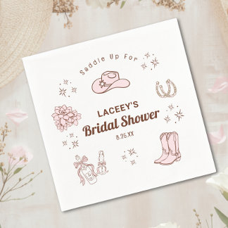 Westliche Cowgirl Handgezeichnete Hochzeitsdusche Serviette