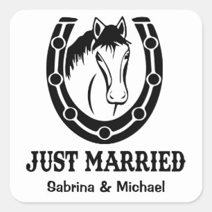 Westliche Hochzeit Pferd Land Rustikale Hochzeit Quadratischer Aufkleber