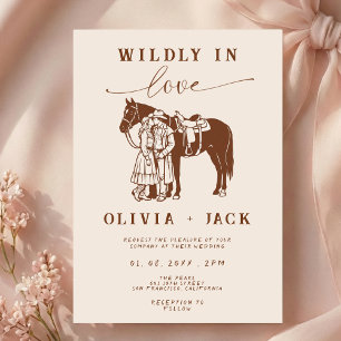 Westliche Hochzeit Wild verliebt Handgezeichnet Einladung