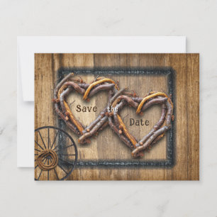 Westliche Hochzeit Zweigrahmen, Planwagenrad , Las Save The Date