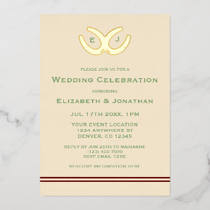 Westliche Hufeisen-Hochzeit Folieneinladung