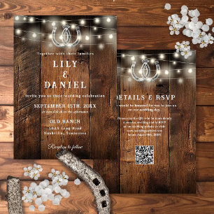 Westliche Hufeisen QR Code All In One Hochzeit Einladung