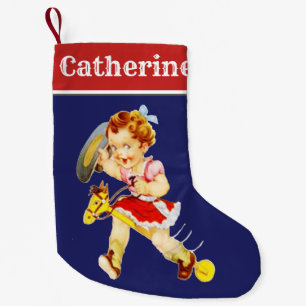 Westliche kleine Cowgirl auf Steckenpferd Kleiner Weihnachtsstrumpf