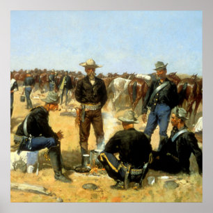 Westliche Kunst „Frühstück eines Kavalleristen“ Poster