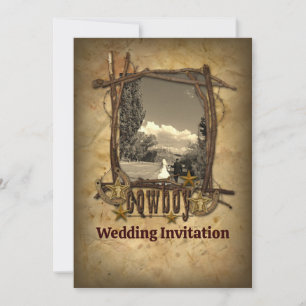 westliche Land-Cowboy-Hochzeit Foto-Einladung Einladung