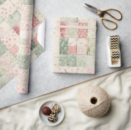 Westliche Mint-Rosa-Blumen-Quiltmuster Geschenkpapier