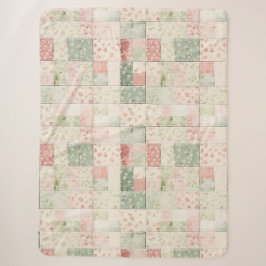 Westliche Mint-Rosa-Blumen-Quiltmuster Sherpadecke