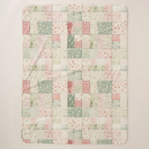 Westliche Mint-Rosa-Blumen-Quiltmuster Sherpadecke
