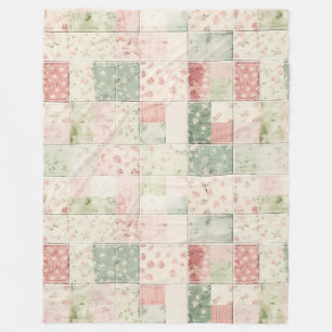 Westliche Minz-Rosa Blumen-Quiltmuster Fleecedecke