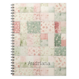 Westliche Minz-Rosa Blumen-Quiltmuster Notizblock