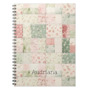 Westliche Minz-Rosa Blumen-Quiltmuster Notizblock