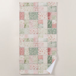 Westliche Minz-Rosa Blumen-Quiltmuster Strandtuch