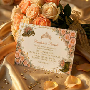 Westliche Pfirsichrosen Golden Country Quinceañera Begleitkarte