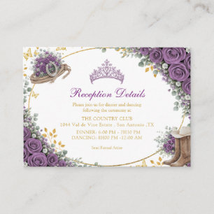 Westliche Purpurrosen Goldenes Land Quinceañera Begleitkarte