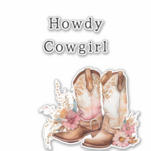 Westliche rosa braune Blumen-Cowgirl-Stiefel Aufkleber