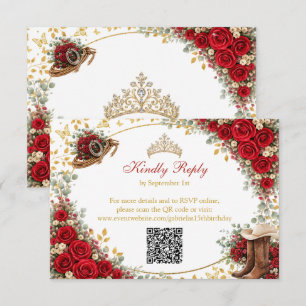 Westliche rote Rosen Goldenes Land Quinceañera RSVP Karte