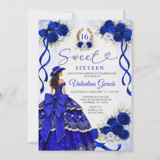 Westliche Royal Blue Prinzessin Sweet Sixteen Gebu Einladung