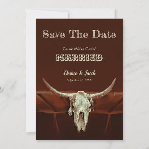 Westliche rustikale Hochzeit Bullenschädel Save Th The Date
