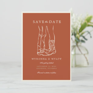 Westliche Rustikale Moderne Cowboy-Stiefel Foto Save The Date