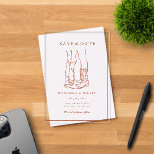 Westliche Rustikale Moderne Foto Save-the-Date-Kar Acryleinladungen