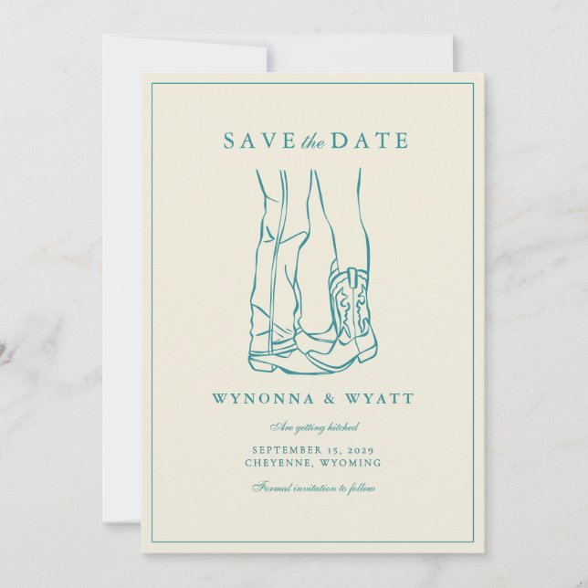 Westliche Rustikale Moderne Foto Speichern Sie das Save The Date (Vorderseite)