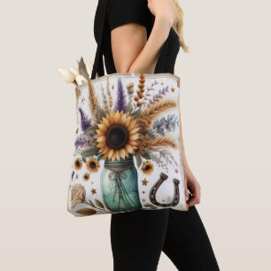Westliche Rustikale Sonnenblumen-Mason-Glas-Tasche Tasche