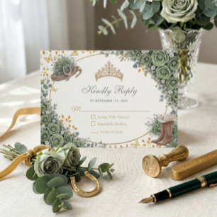 Westliche Salbeigrüne Rose Goldene Country Quincea RSVP Karte