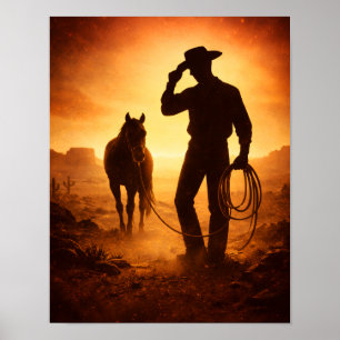 Westliche Silhouette-Wandkunst Poster