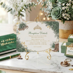 Westliche Smaragdgrüne Goldene Country Quinceañera Begleitkarte