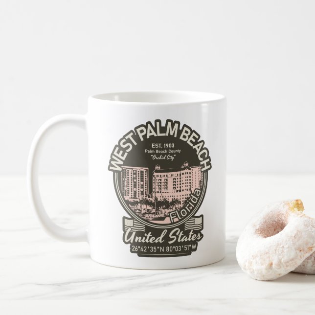 WESTLICHE STRANDSTADT VINTAG - FLORIDA USA KAFFEETASSE (Mit Donut)