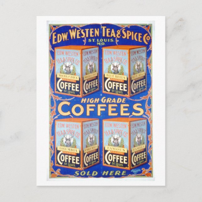 Westliche Tee/Gewürz/Kaffee Vintage Werbung Postkarte (Vorderseite)