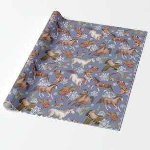 Westliche Weihnachtspferde Geschenkpapier