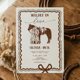 Westliche Wild verliebt Handgezeichnete Hochzeit Einladung