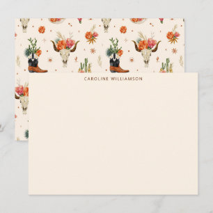 Westlicher Büffelschädel Blumen Personalstationery Mitteilungskarte